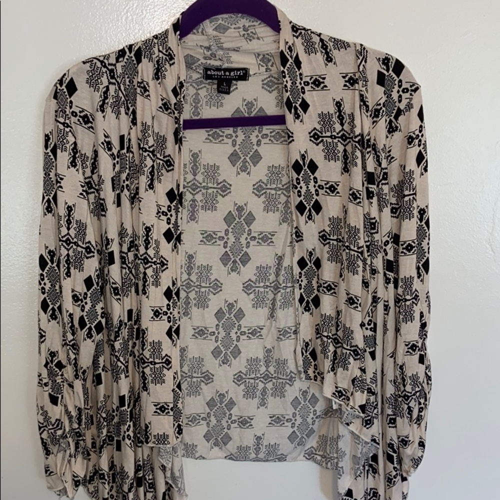 Printed Waterfall Draped Cardigan